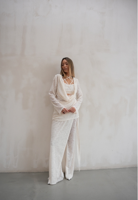 Юбка-баска из гипюра "Афродита" (айвори)