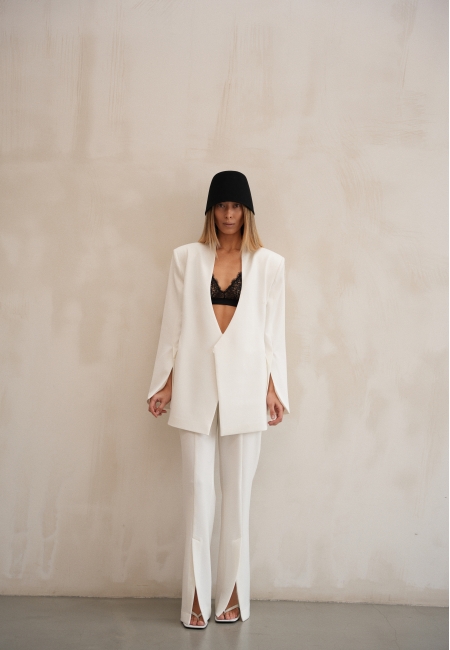 Брюки клеш с разрезами (айвори)