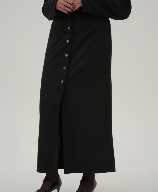 Юбка макси с акцентными пуговицами (черный)