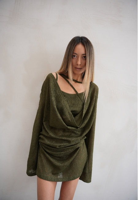 Платье мини из гипюра "Афродита" (травянистый)