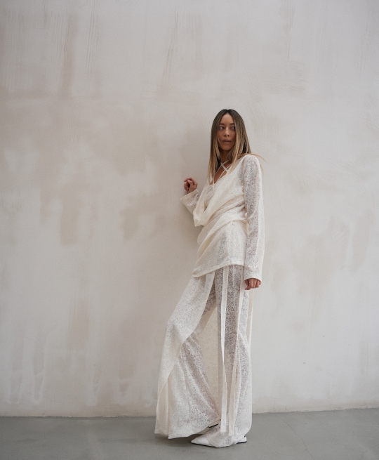 Брюки клеш из гипюра "Афродита" (айвори)