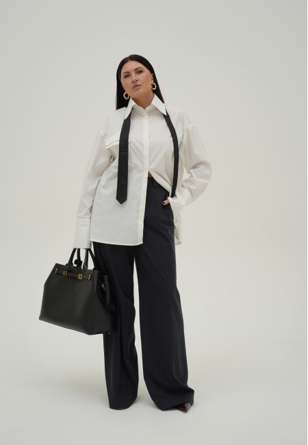 Брюки палаццо в полоску "Office boss" (синий)