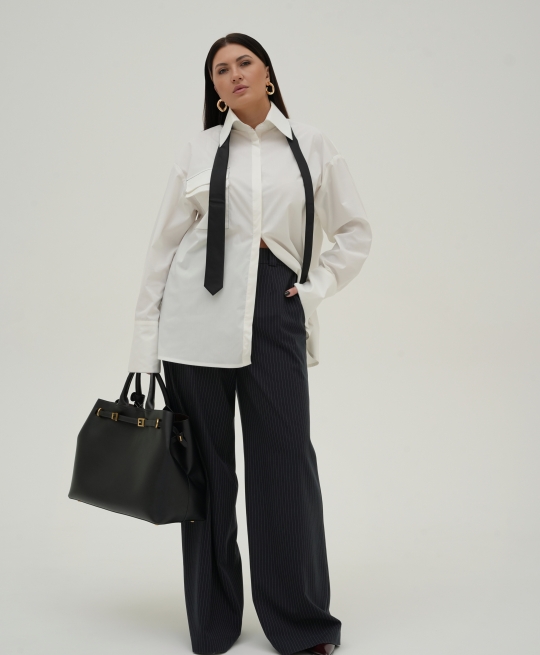 Брюки палаццо в полоску "Office boss" (синий)