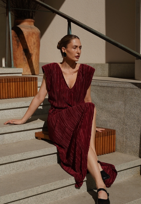 Юбка гофре (винный)