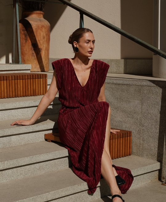 Юбка гофре (винный)