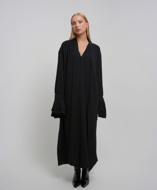 Платье макси с лентами (черный)