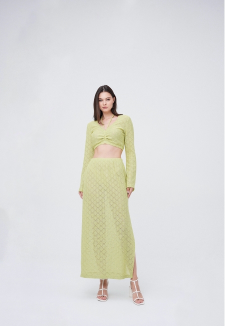 Юбка из вязанного трикотажа (лайм)