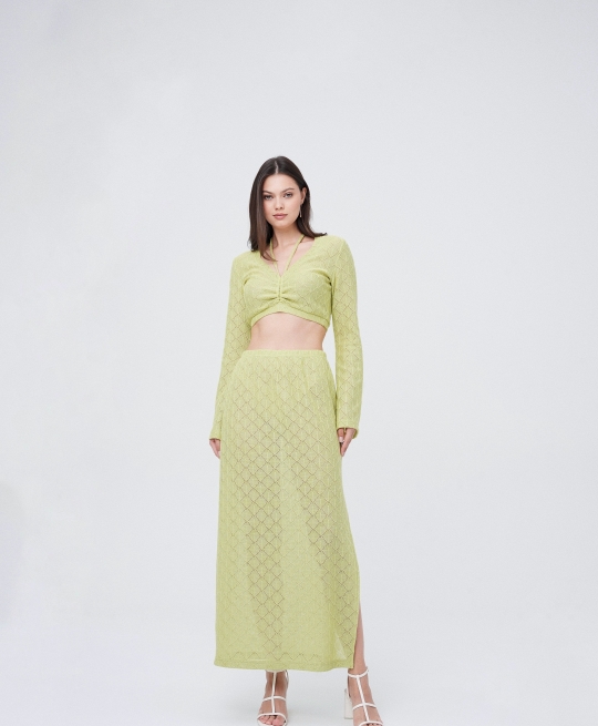 Юбка из вязанного трикотажа (лайм)