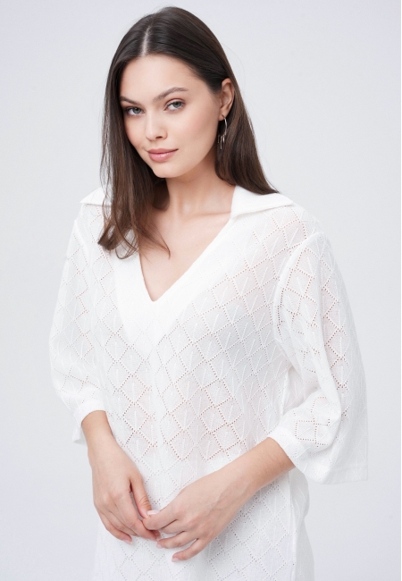 Поло из вязанного трикотажа (белый)