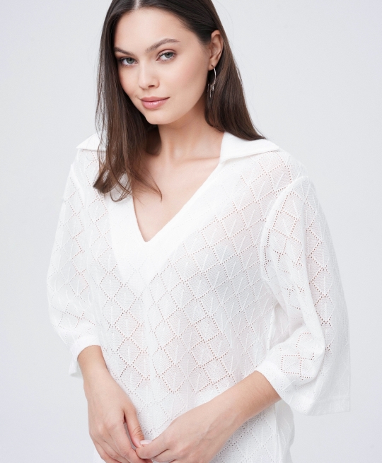 Поло из вязанного трикотажа (белый)