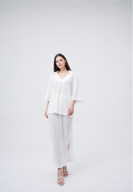 Юбка из вязанного трикотажа (белый)