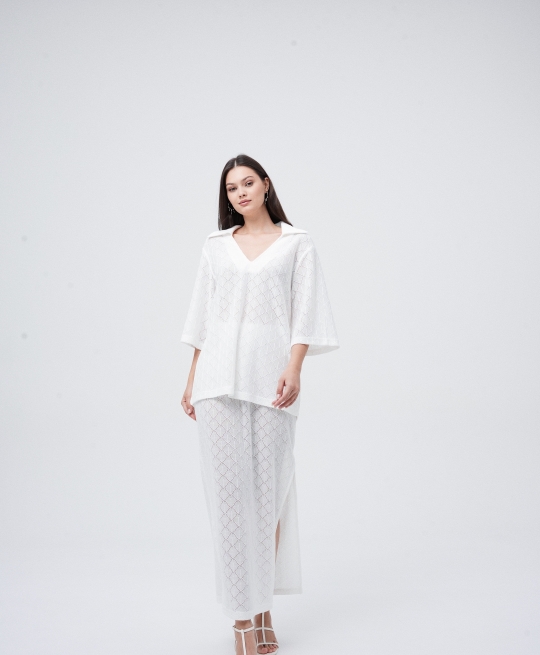 Юбка из вязанного трикотажа (белый)