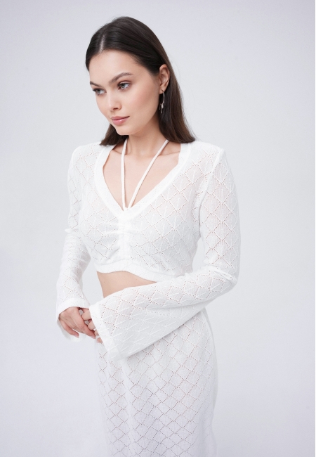 Блуза из вязанного трикотажа (белый)