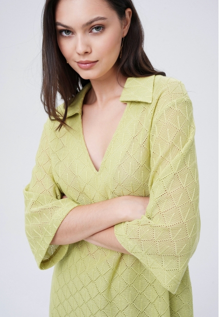 Поло из вязанного трикотажа (лайм)