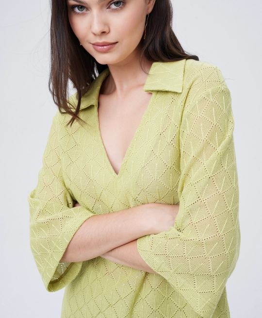 Поло из вязанного трикотажа (лайм)