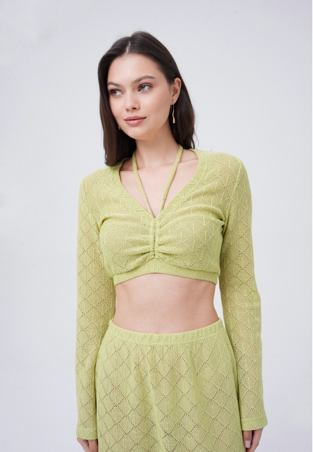 Блуза из вязанного трикотажа (лайм)