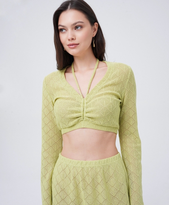 Блуза из вязанного трикотажа (лайм)