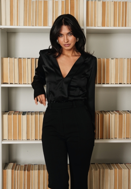 Блуза-боди шелковая (черный)