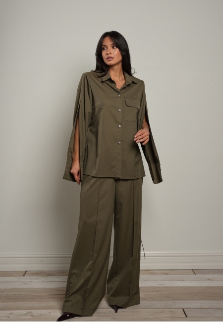 Рубашка прямого кроя (хаки)